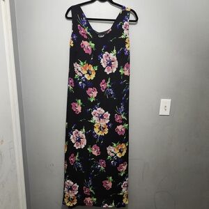 Chic Black Floral Maxi Dress Size 20 Spring Summer Vacation Fairy